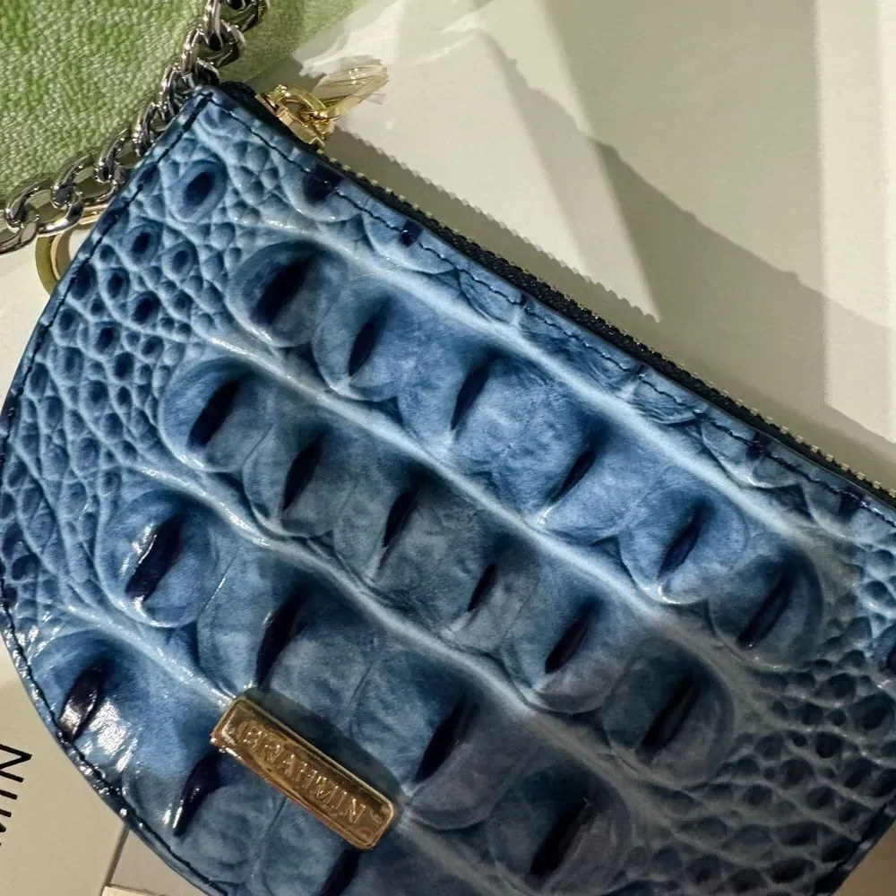 NWT Brahmin Britt Blue serenade Embossed Wristlet